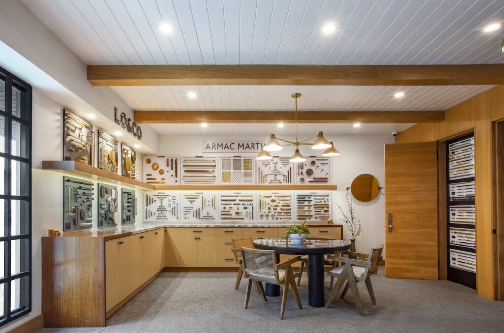 Interior view of the Entrance Room at CDM Hardware in Costa Mesa, featuring Lo & Co, Armac Martin, Baldwin.